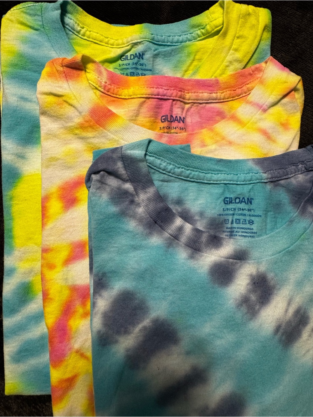 3 FOR 1 PRICE! Gildan Tie-Dye Tees in Yellow, Pink, Blue, Green